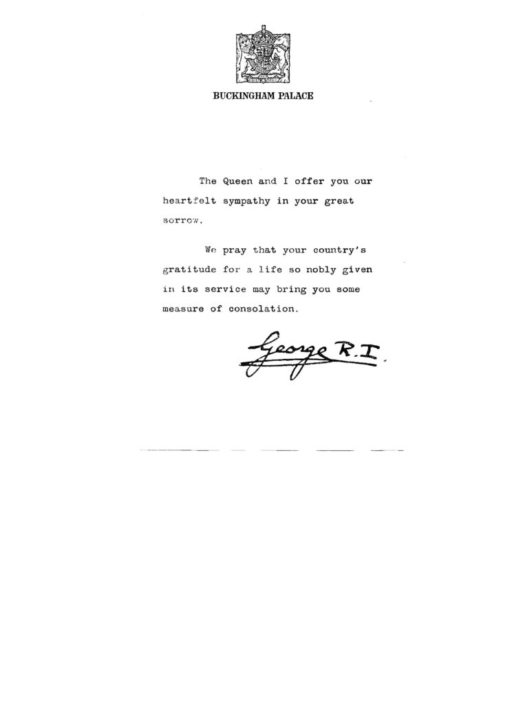 Letter from King Geoge VI